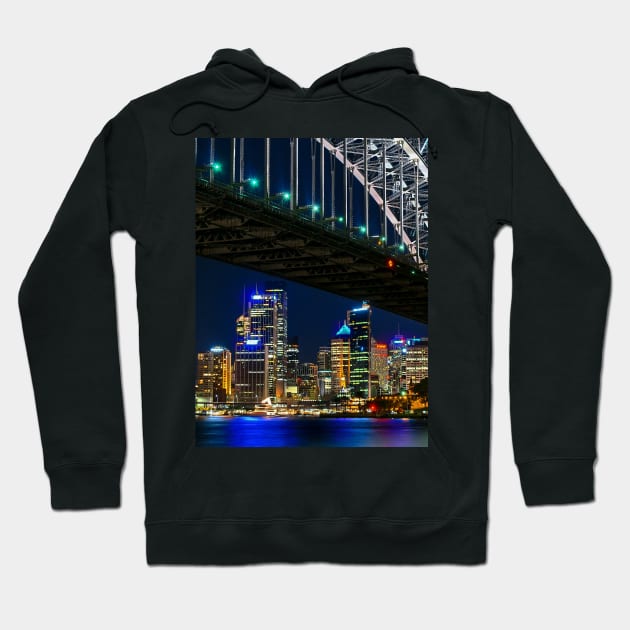 Sydney Harbour at Night, NSW, Australia Hoodie by Upbeat Traveler